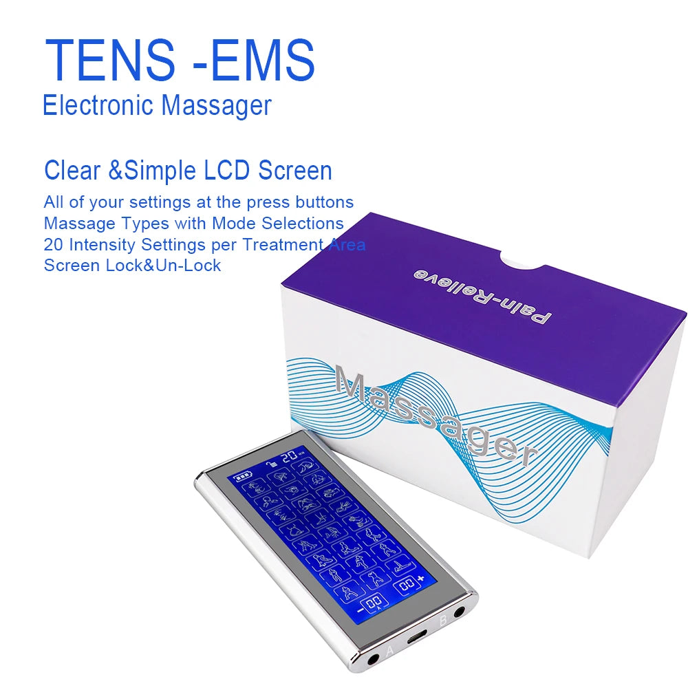 24 Modes Tens Unit Machine with 4 Electrode Pads for Pain Relief Pulse Massage EMS Muscle Stimulator Pain Relief Massage Relax