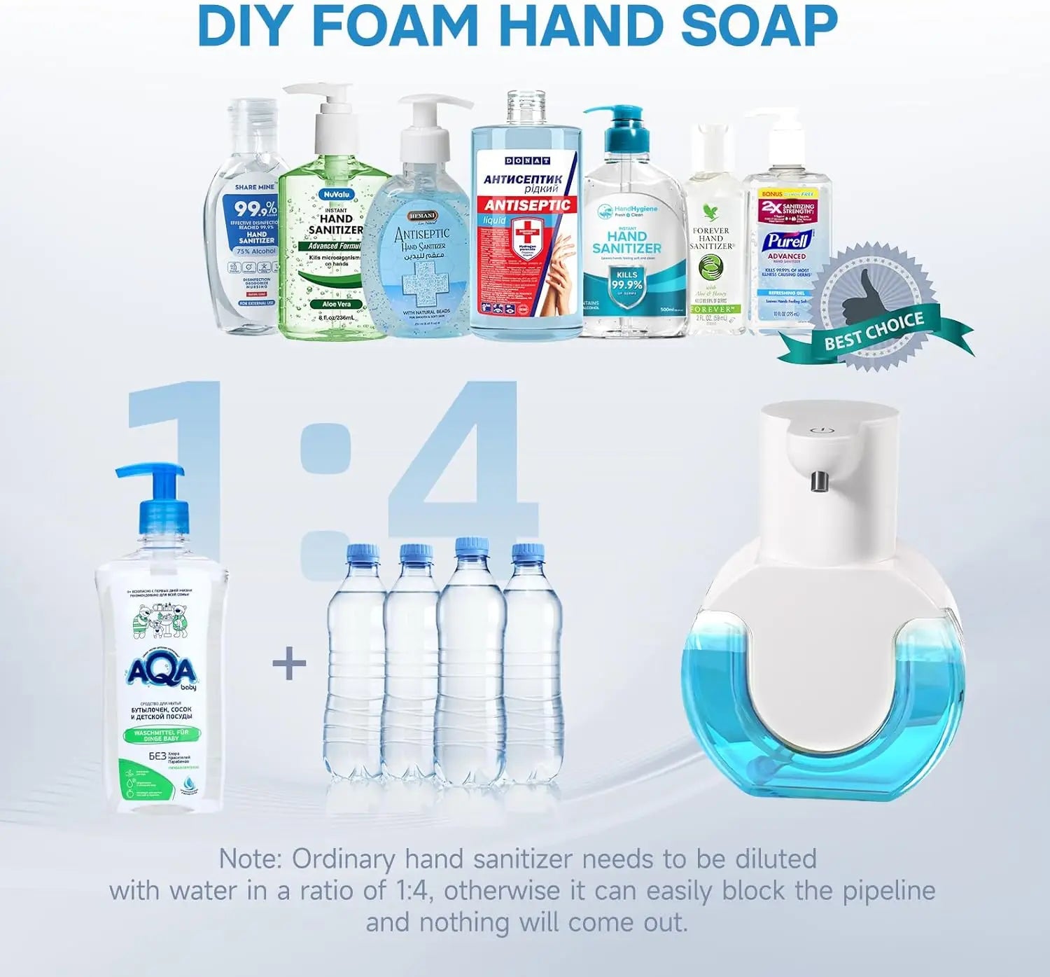 Automatic Smart Sensor Foam Soap Dispenser, Touchless Electric Motion Sensor Faucet with Rechargeable for Kitchen Bathroom