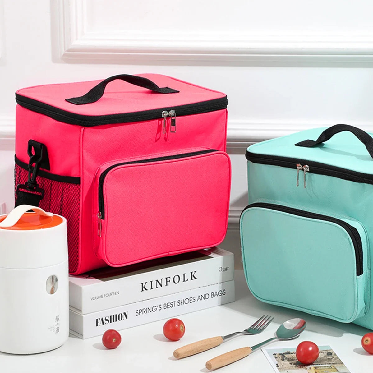 Portable lunch bag food thermal box durable waterproof office cooler lunchbox with adjustable shoulder strap insulated case. ZMT