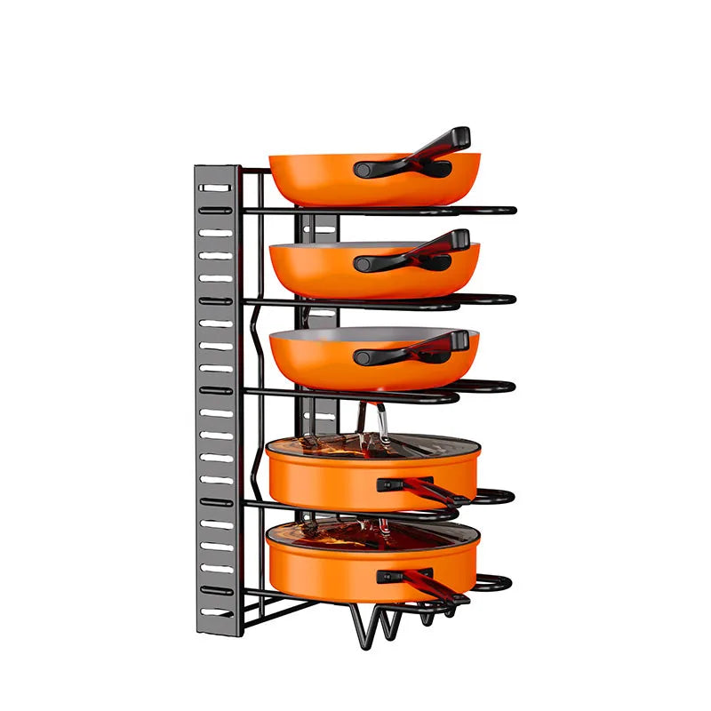 5/8-Tier Adjustable Pot Rack Organizer - Vertical Space-Saving Countertop Storage for Pans Multi-functional Kitchen Shelf