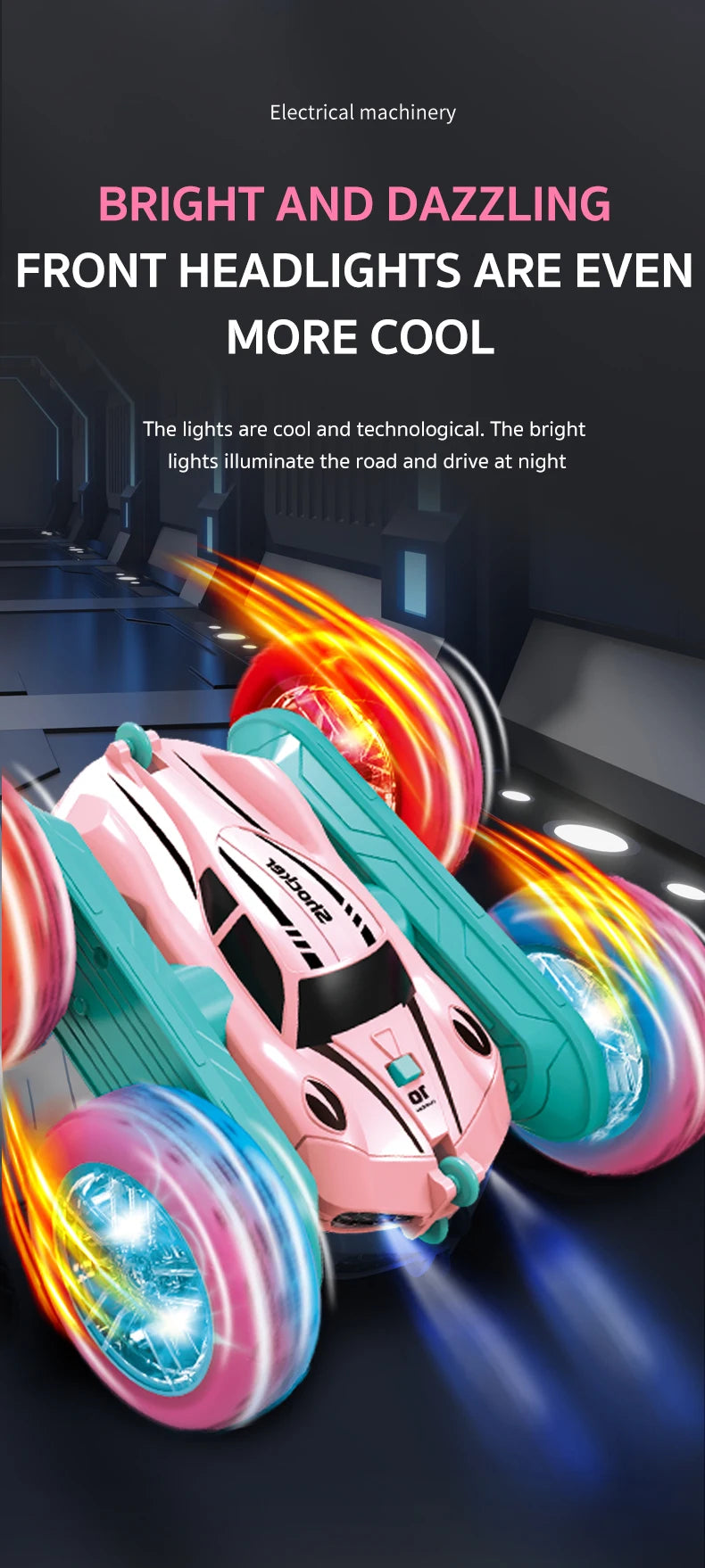 2.4G RC Stunt Car Children Double Sided Flip Remote Control Car 360 Degree Rotation Off Road Rc Drift Cars For Pink Girls Toys