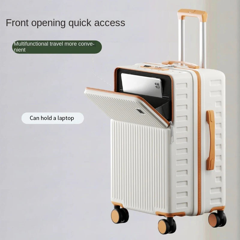 20"24"26 Inch Travel Suitcase Front Opening Luggage Laptop Boarding Case USB Charging Trolley Case with Wheels Carry on Luggage