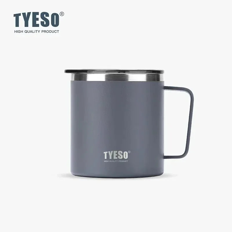 Tyeso 400ML Coffee Cups 304 Stainless Steel Mug with Visual Lid Portable Traveling Home Office Outdoor Water Cup Drinkware Gifts