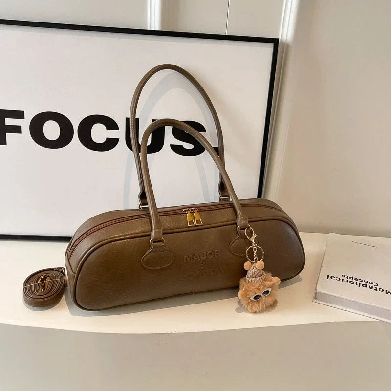 Pu Solid Sewing Zipper Shoulder Bags Soft Baguette Type 2024 High Quality Bags for Women Large Capacity Women's Handbags