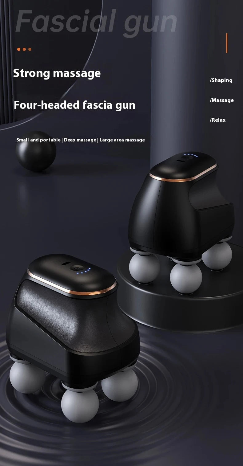 Portable Fascia Gun Muscle Massager Gun Four-head High Frequency Neck Shoulder Waist Massage Machine Professional Fascia Massage