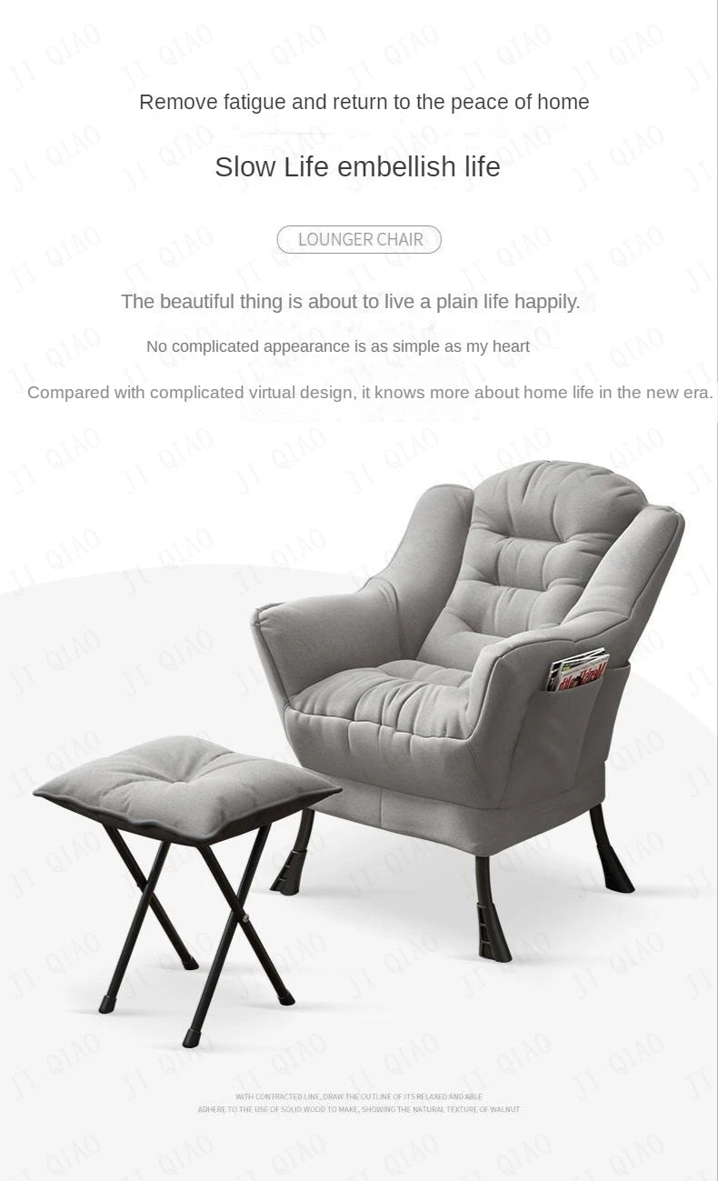 New Living Room Chairs Lazy Leisure Home Light Back chair sofa chair Bedroom Home comfortable Sofa Chair Armchair with Footrest
