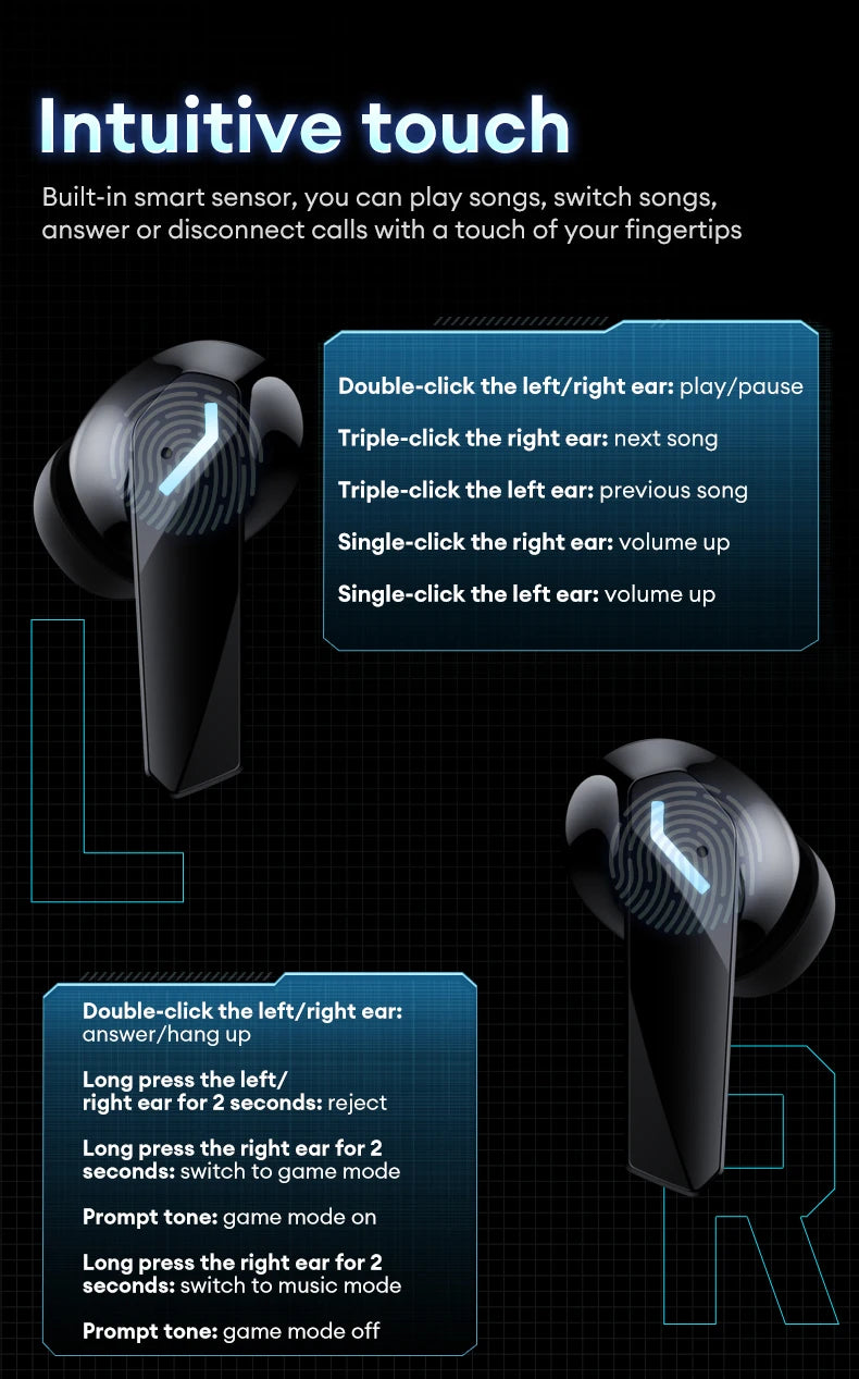 New Lenovo XT53 Wireless Bluetooth 5.4 Earphones LED Digital Display Waterproof Earbuds Noise Cancelling Gaming Headset