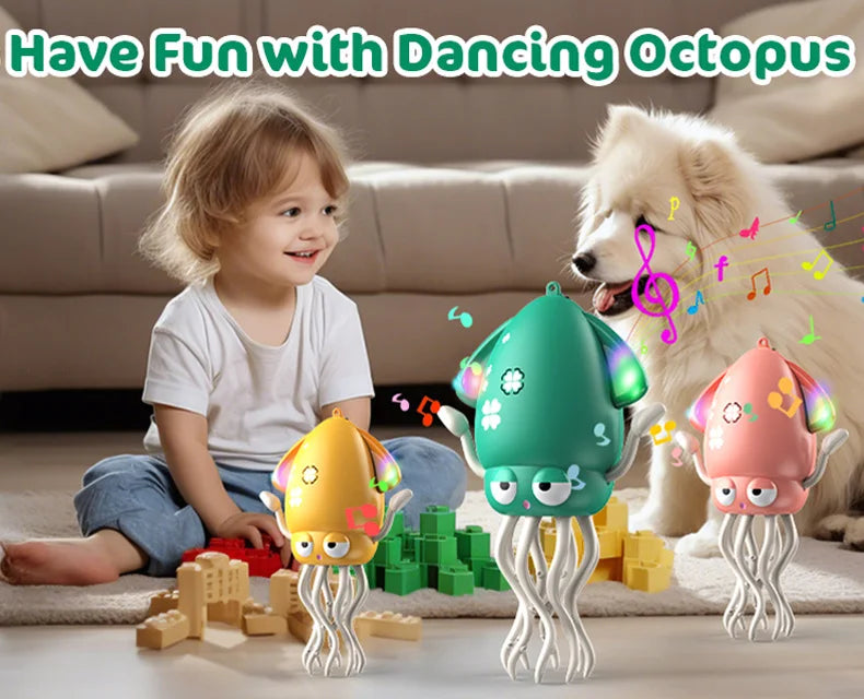 Magic Dancing Octopus Toy Electric Pet Crawling Light&Music Squid Toys for Kids Interactive Development Toddler Tummy Time Gifts