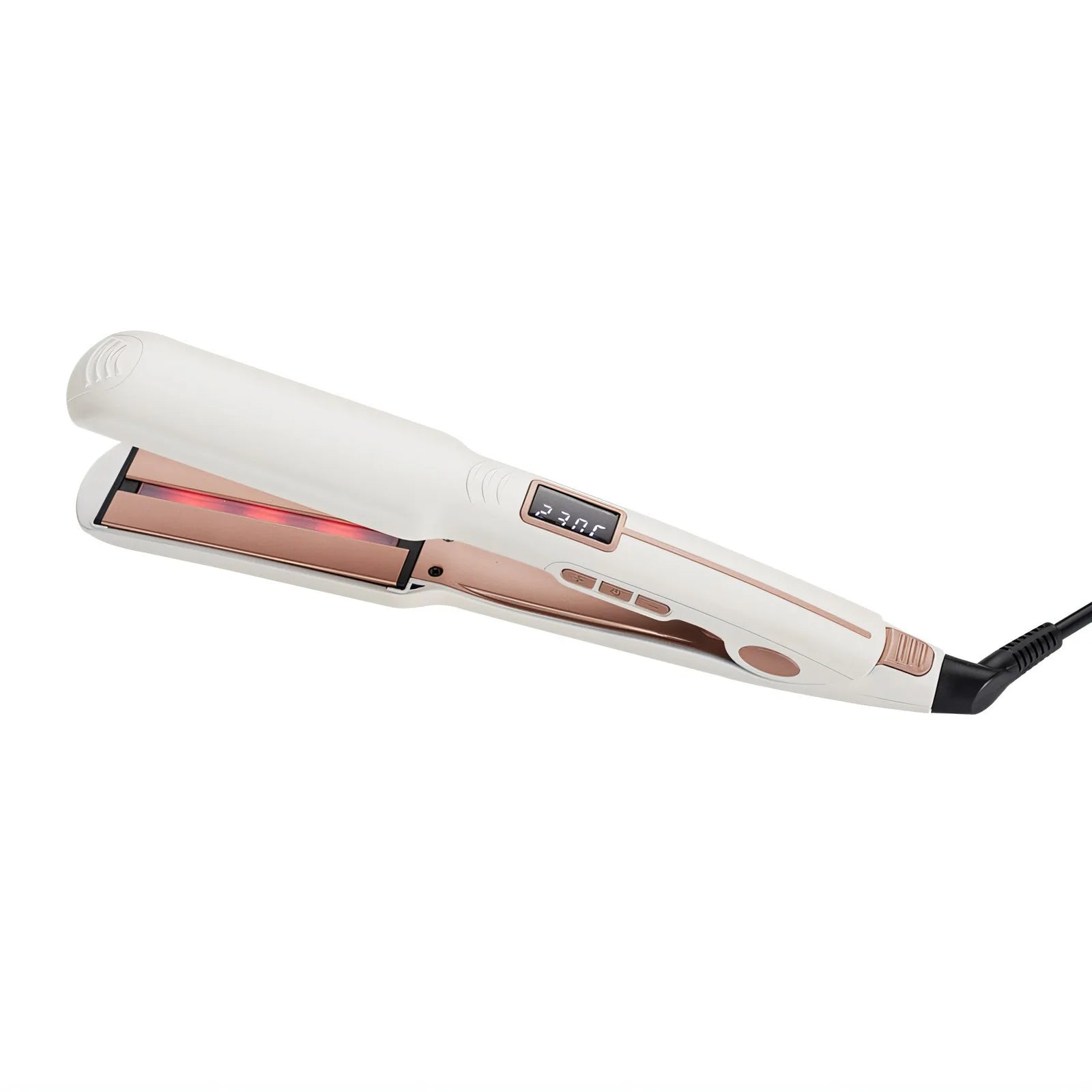 TQ-H2 Infrared Hair Straightener with LCD Display - Adjustable Temperature & Wet/Dry Use | White Styling Iron for Smooth Care