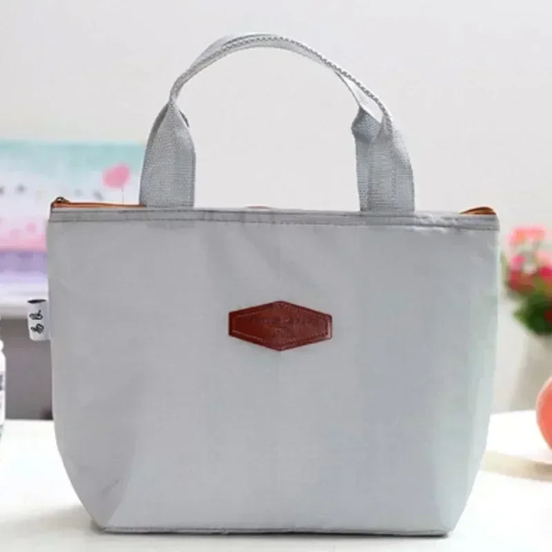 Lunch Box Camping Picnic Lunch Bag Solid Color Portable Insulated Refrigerated Cold Food Cooler Thermal Bag Handbag Hot