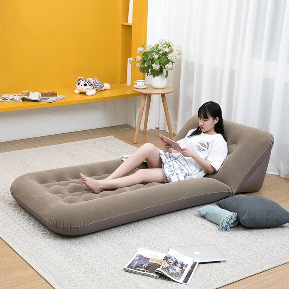 Inflatable Folding Sofa Double Multifunctional Outdoor Camping Inflatable Mattress Travel Backrest Sofa Bed