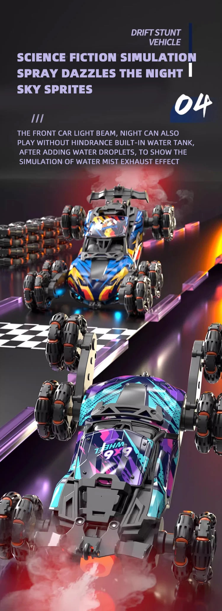 Children's Alloy Remote Control Car Morphing Six-Wheeled RC Off-Road Climbing Stunt Four-Wheel Drive Spray Drift Racing Car Toys