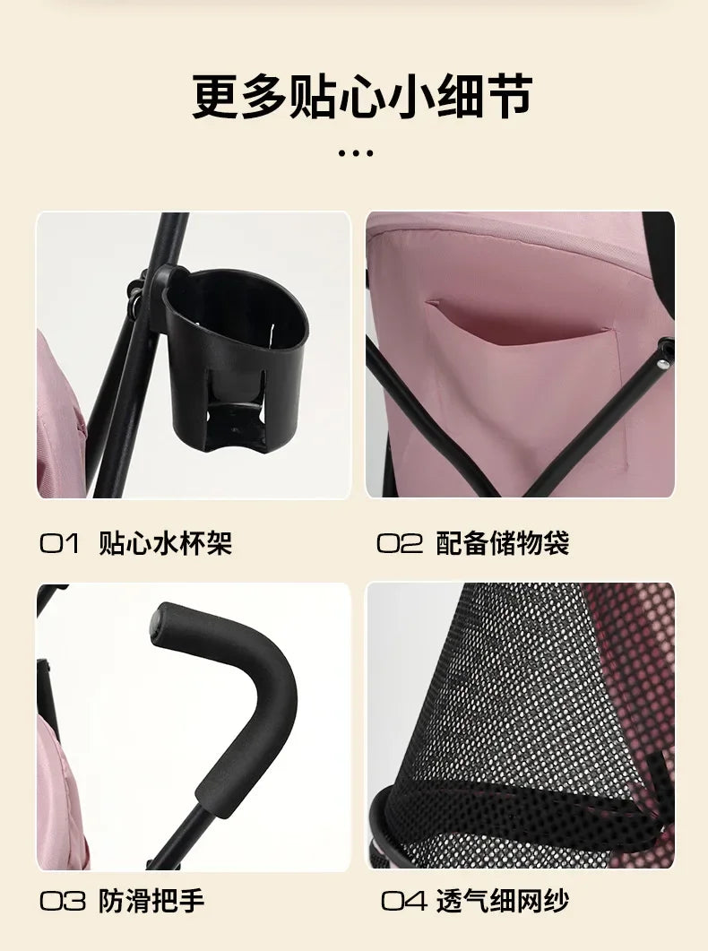 Pet Cat and Dog Stroller Dog Cat Teddy Baby Stroller Lightweight and Foldable for Small Pet Dogs When Going Out