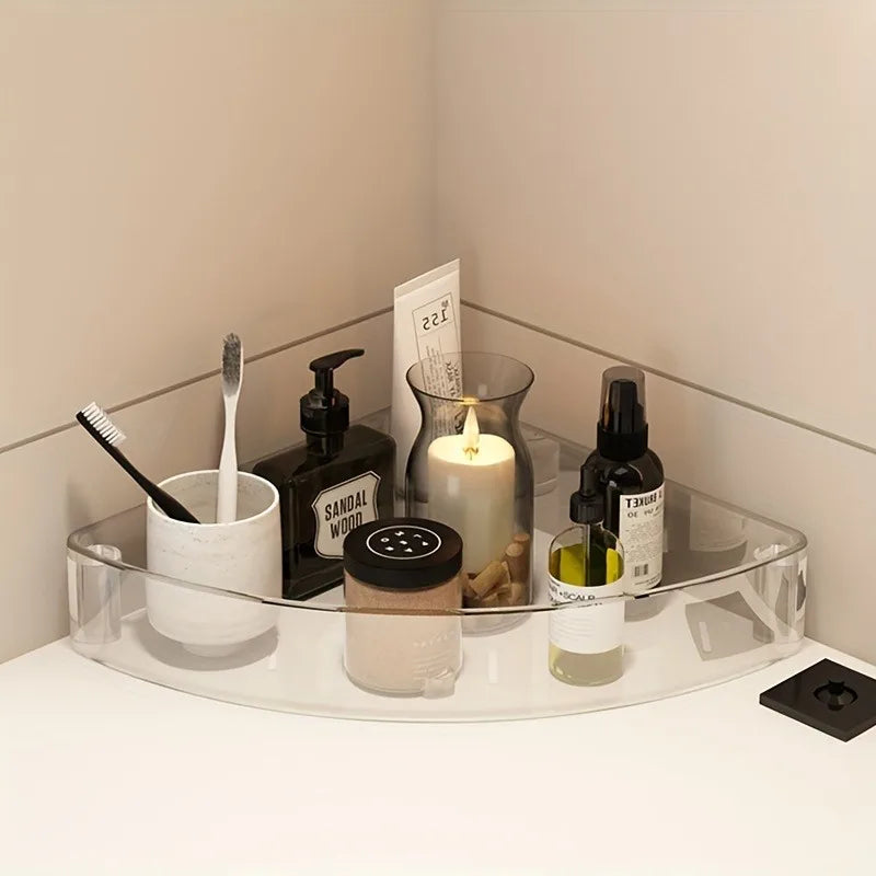 Fashion Rack Multi-Layer Transparent Bathroom Shelf Washbasin Storage Trolley Easy-Move Corner Space-Saving Toilet Rack