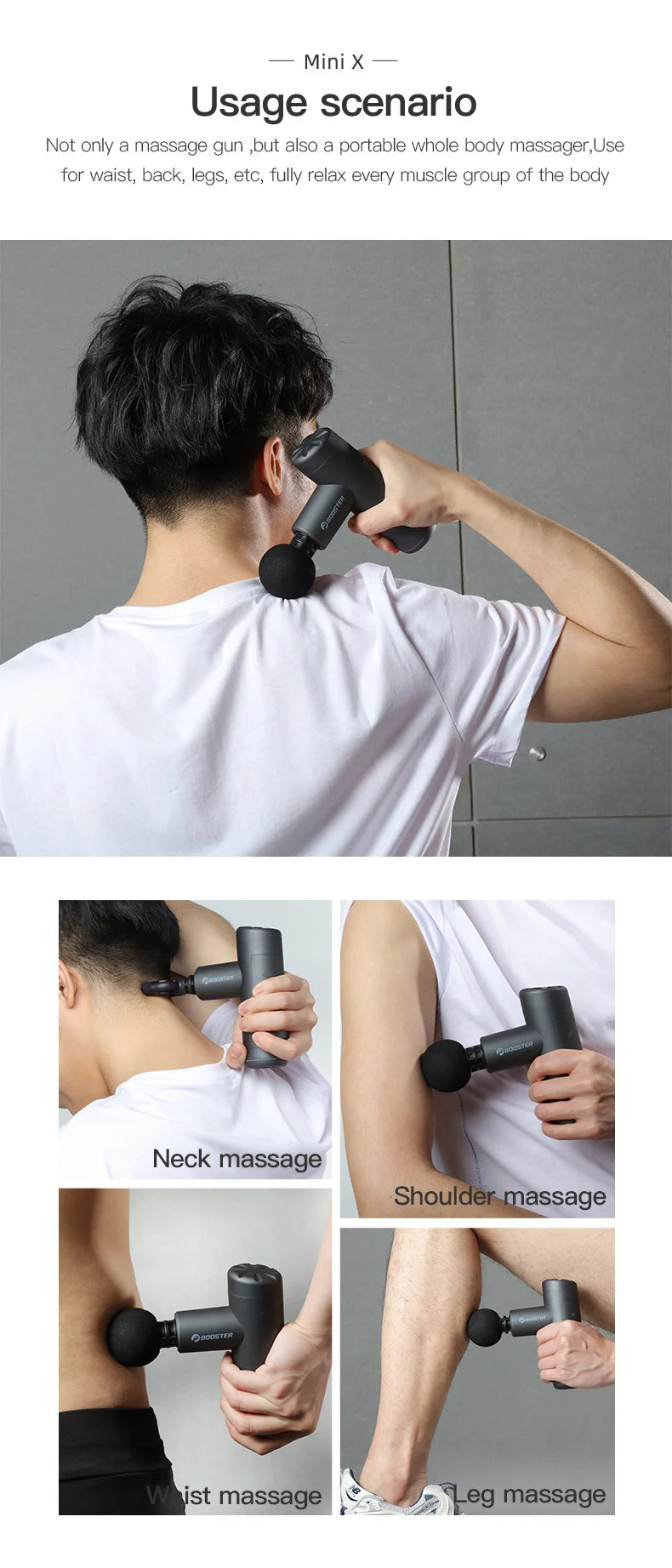 Booster Mini X Massage Gun Percussion Back and Neck Massager Electric Vibrators Portable Fitness Mini Body Massage Machine