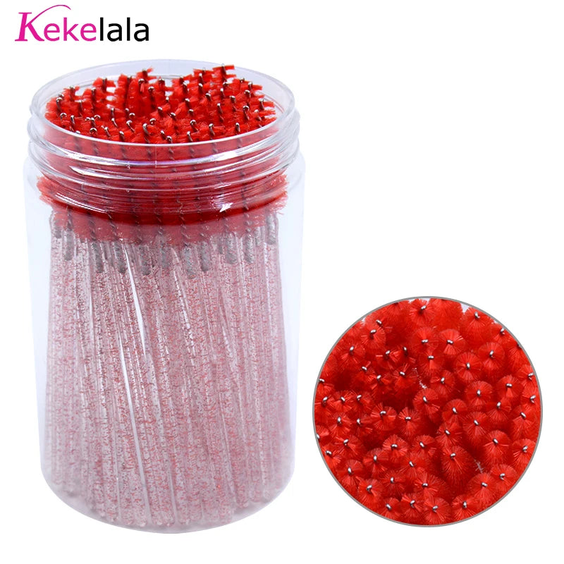 50Pcs/Bottle Eyelash Extension Brushes With Container Eyebrow  Eye Lash Mascara Wands Spoolies In Case Wholesale