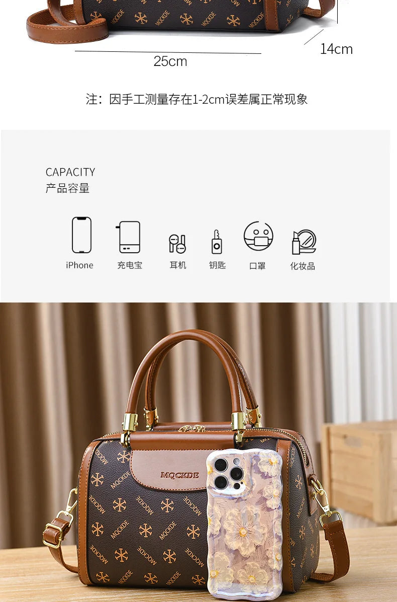 2024 Fashion New Boston Pillow Bag Soft Leather Women's Handbag Versatile Classic Shoulder Bag Large Capacity Crossbody Bag
