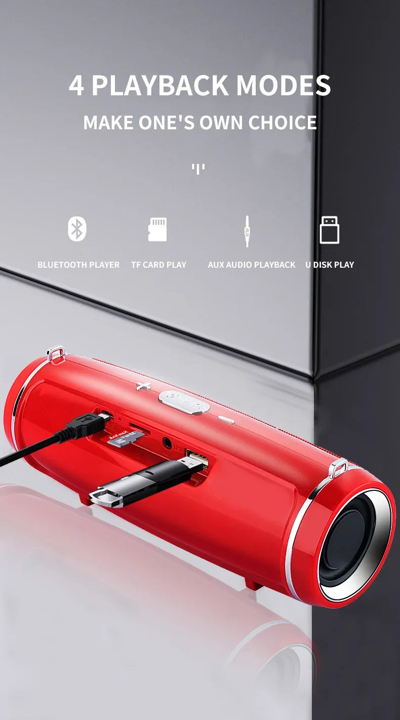 200W Peak Power Portable Bluetooth Speaker IPX7 Waterproof Outdoor HIFI Pillar Subwoofer Stereo Soundbox FM Radio TF Boom Box