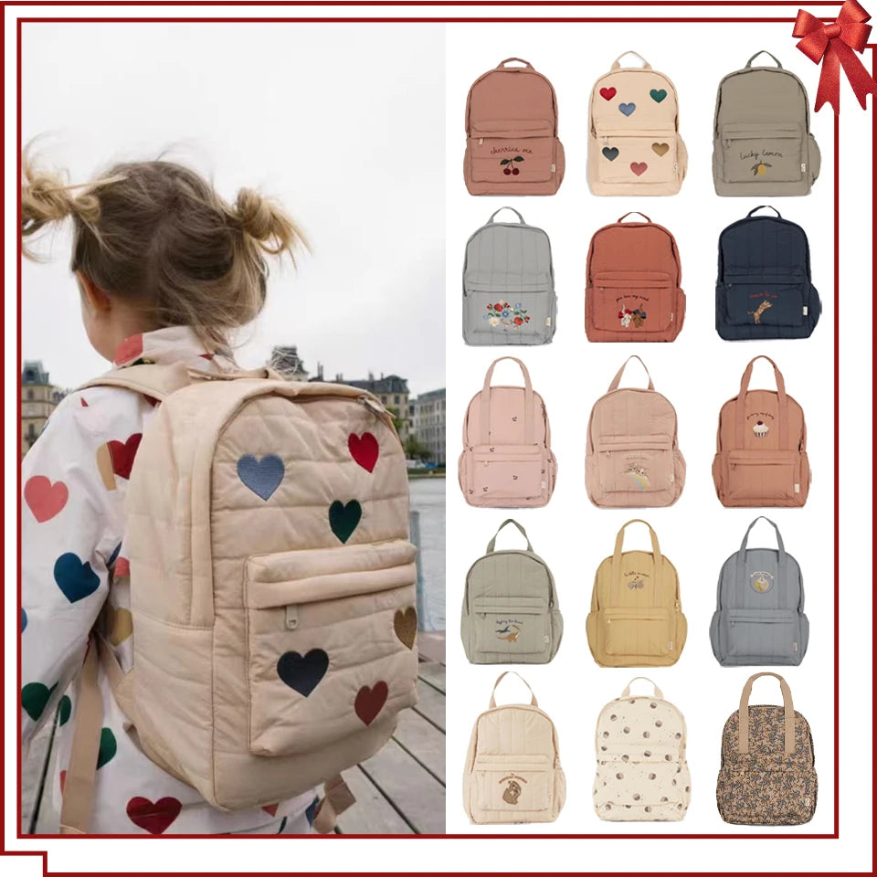 KS Brand Mommy Bag Travel Children Kid Cherry Backpack Primary Schoolbag Baby Waterproof Print Kindergarten Bags Boys Girls Gift