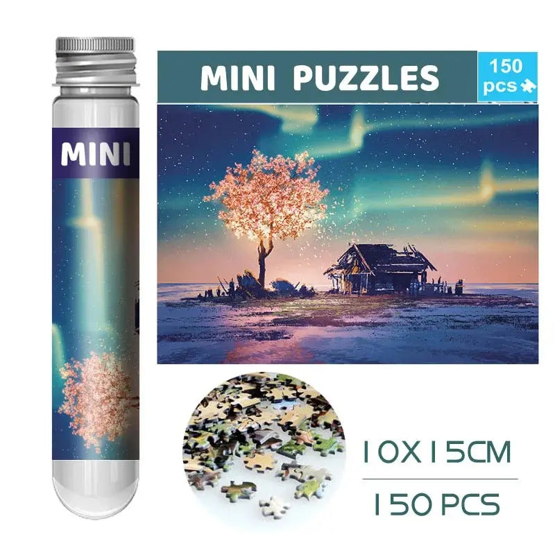 150pcs Test Tube Puzzle Strolling In The Rain Mini Travel Puzzle Gift Christmas House Paris Tower New Year