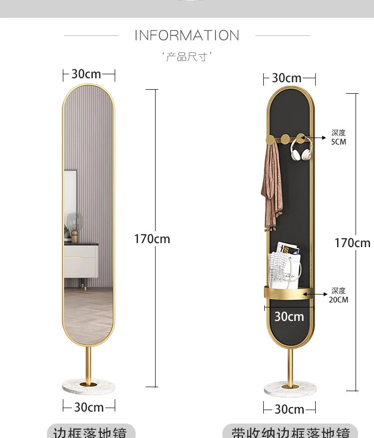 Floor Standing Mirror Decoration Modern Full Body Oval Bathroom Bedroom Mirror Funky Luxury Long Big Espelhos Home Products