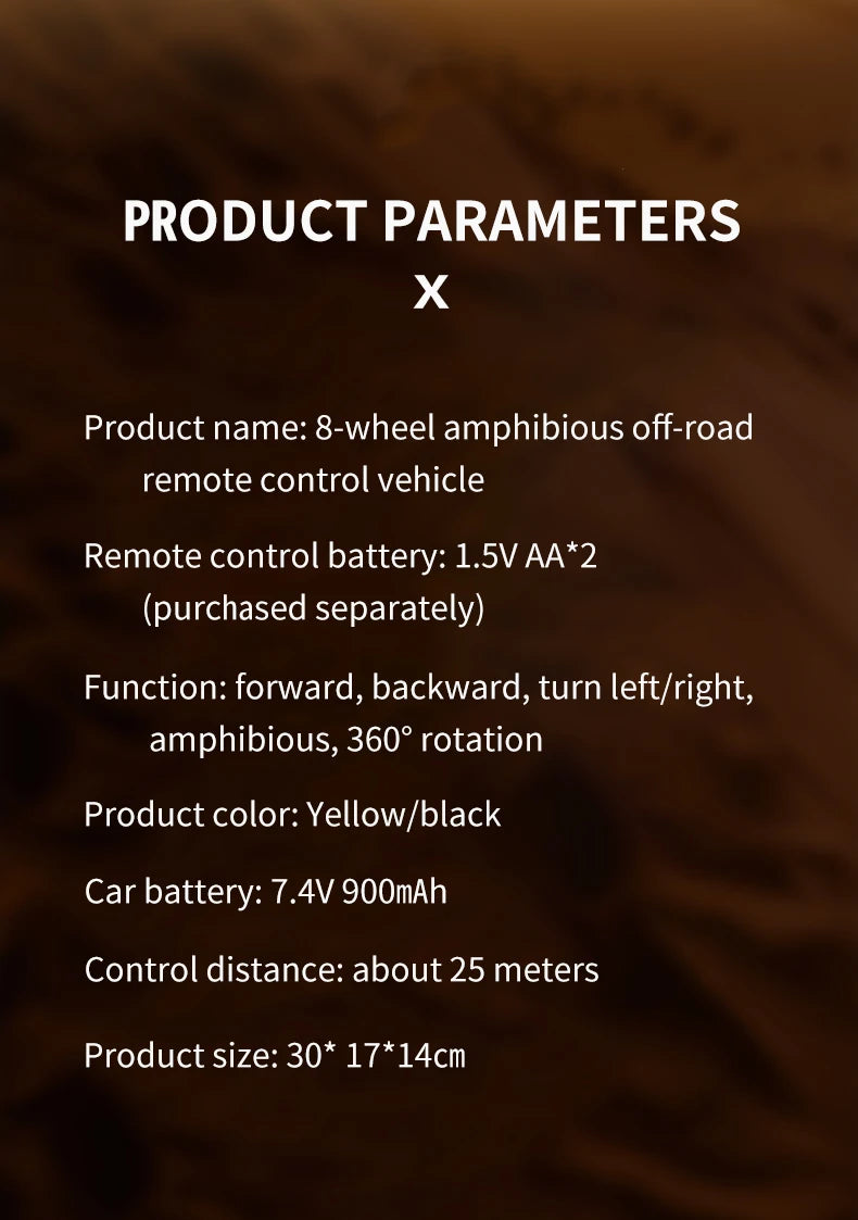 ﻿ JJRC Q137 8x8 2.4G Remote Control Car 8wd Off-road Amphibious Stunt Vehicle 8-Wheel Speed Racing Truck Waterproof Crawler Toys