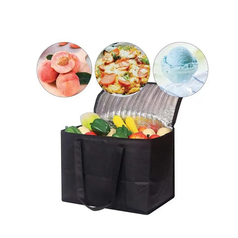 Insulated-Thermal Cooler Bag Insulation To Keep Cold Large Capacity Portable Lunch Bag Zip Picnic Camping Food Bag Grocery Bag