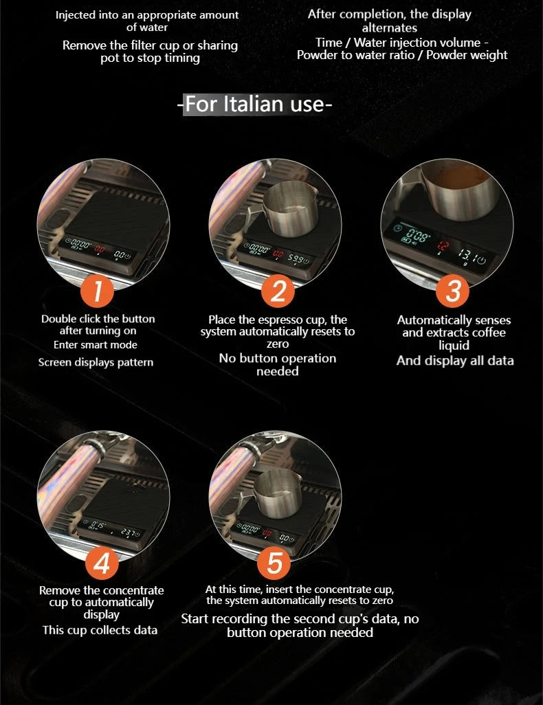 Rechargeable High Precision Coffee Scale Flow Rate Monitoring Mini Electronic Weighing Scale for Espresso Outdoor & Kitchen Use