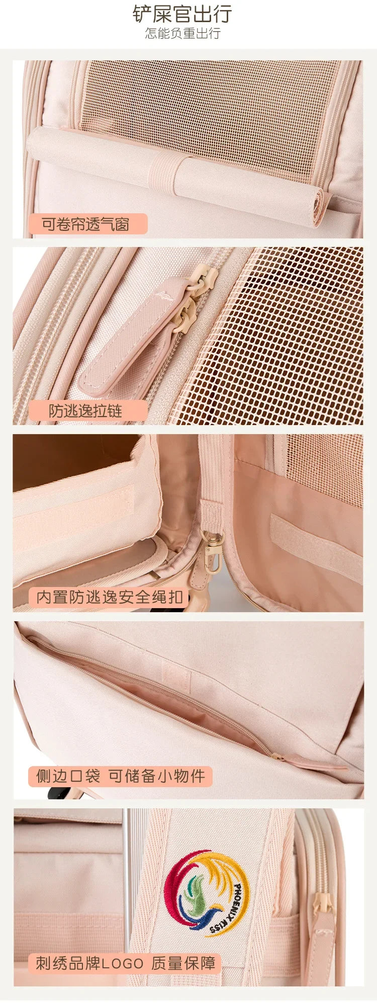 New Pet Trolley Bag Waterproof Oxford Cloth Cat Backpack Portable Foldable Lightweight Pet Trolley Case Dog Stroller Carrier