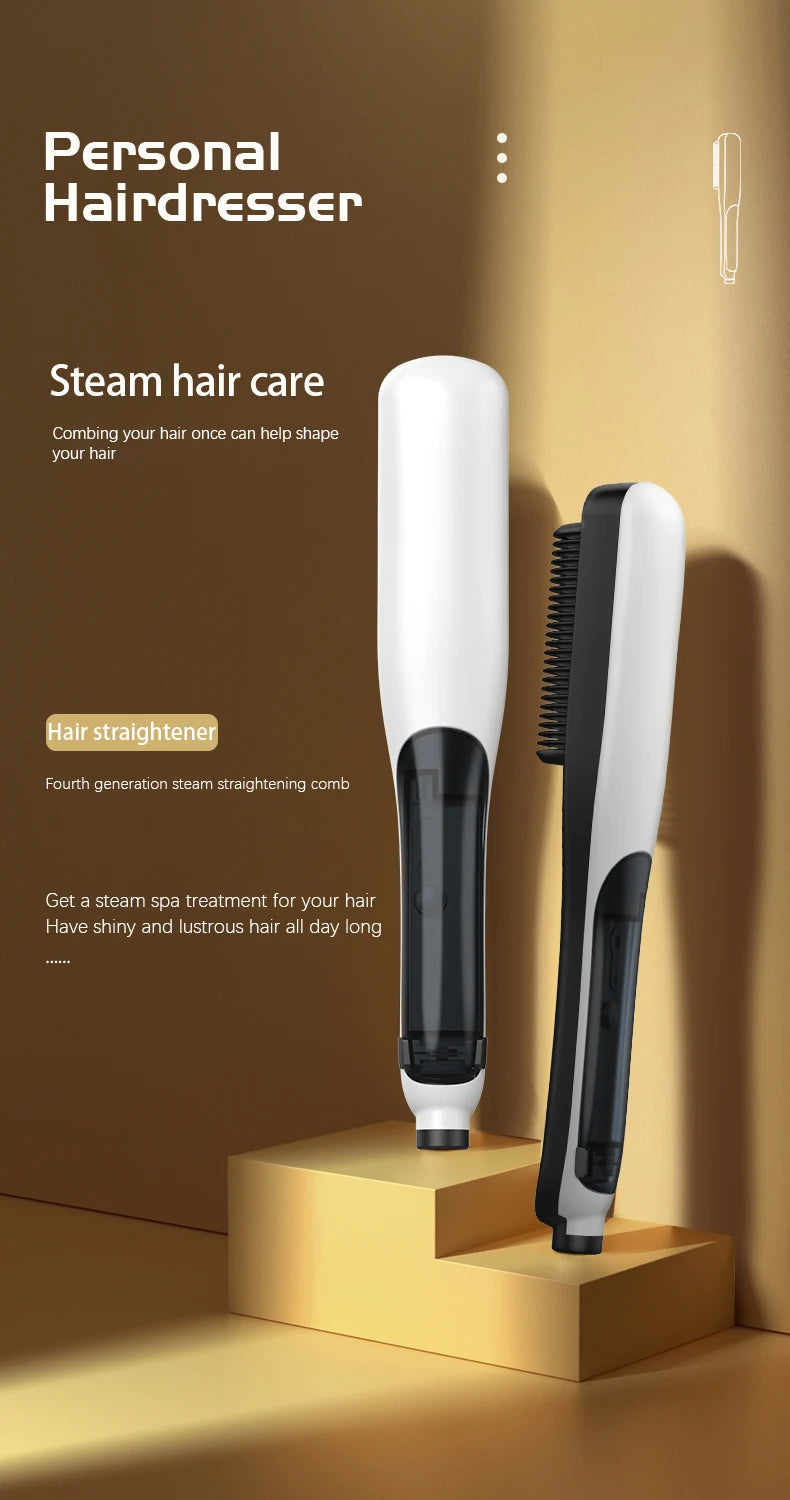 Hot Sale PTC Heating Smart Steam Hair Straightener Brush Smoothing Flat Iron Curly Hair Straightening Comb Electric Hair Brushes