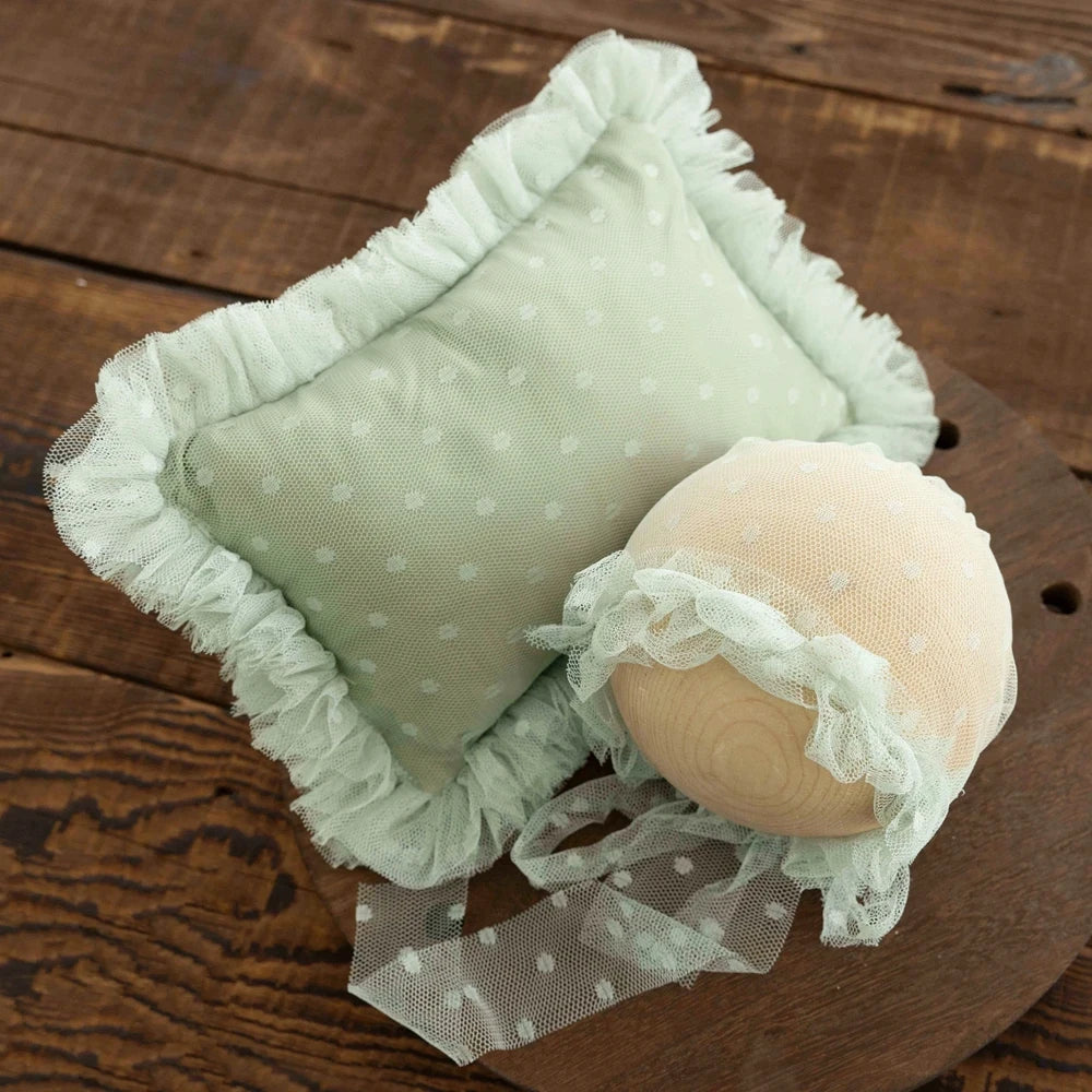 Newborn Photography Props Lace Hat+Pillow 2pcs/Set Baby Posing Props Up Pillows Studio 0-1 Month Infant Photoshoot Accessories