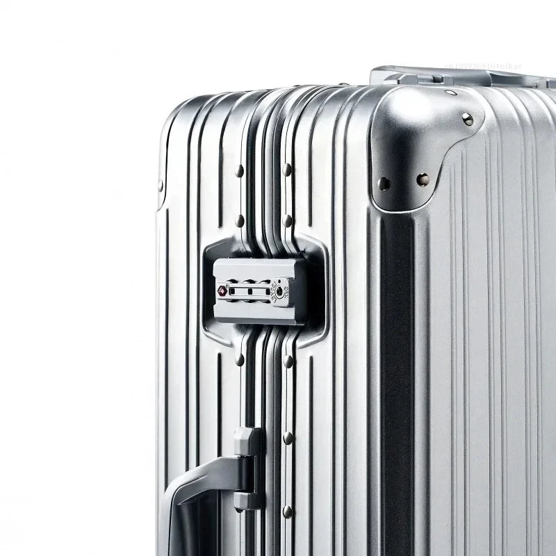 Aluminum Magnesium Alloy Rolling Luggage 20 Inch Metal Trolley Case Lightweight Carry On Suitcase For Business Trip Travel Cabin