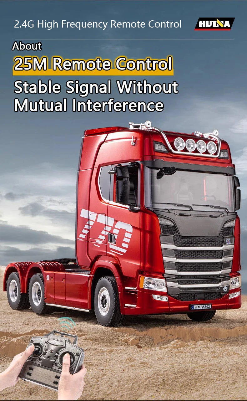 HUINA 1501 770S Alloy Tractor 19CH RC Truck 1/18 2.4G remote control Engineering Trailer Truck with Light and Sound Toys