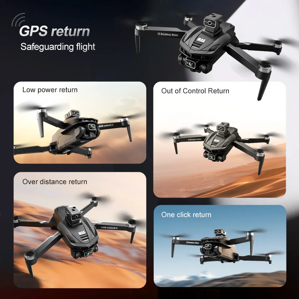 V168 PRO Max GPS Drone 8K Professional HD Dual Camera Omnidirectional Screen 360° Obstacle Avoidance FPV Dron Rc Quadcopter Toys