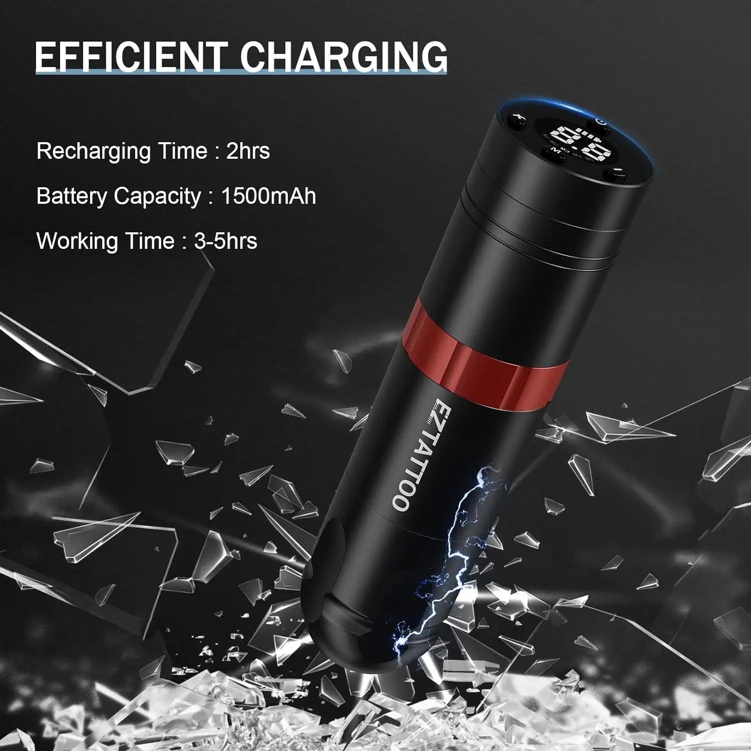 EZ Wireless Cartridge Tattoo Machine Pen  Rotary Wireless Battery Pen Portable Power Pack 1500mAh LED Digital Display Tattoo Gun