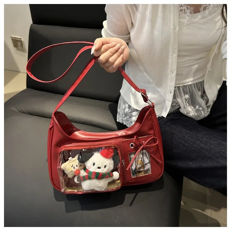 Y2k Harajuku Shoulder Bag Women Korean Transparent Ita Bag School Crossbody Bag Female Japanese Designer Preppy Handbag Purse
