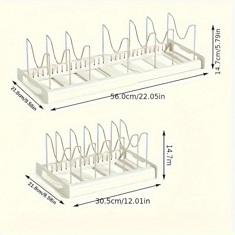 1pc Adjustable Kitchen Cabinet Organizer - Space-Saving Pull-Out Shelf Rack for Pots, Pans & Lids Storage Under Sink/Countertop