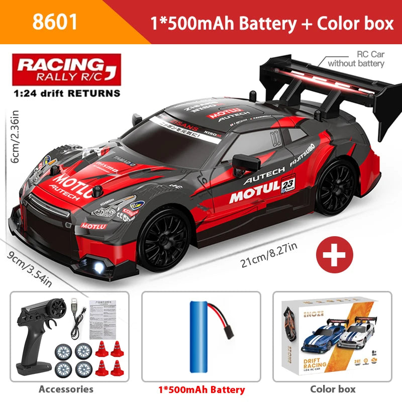 4WD Remote Control Car RC Drift 1:24 20KM/H High Speed Vehicle with LED Lights Racing Sport Toy for Adults Boys Girls Kids Gifts