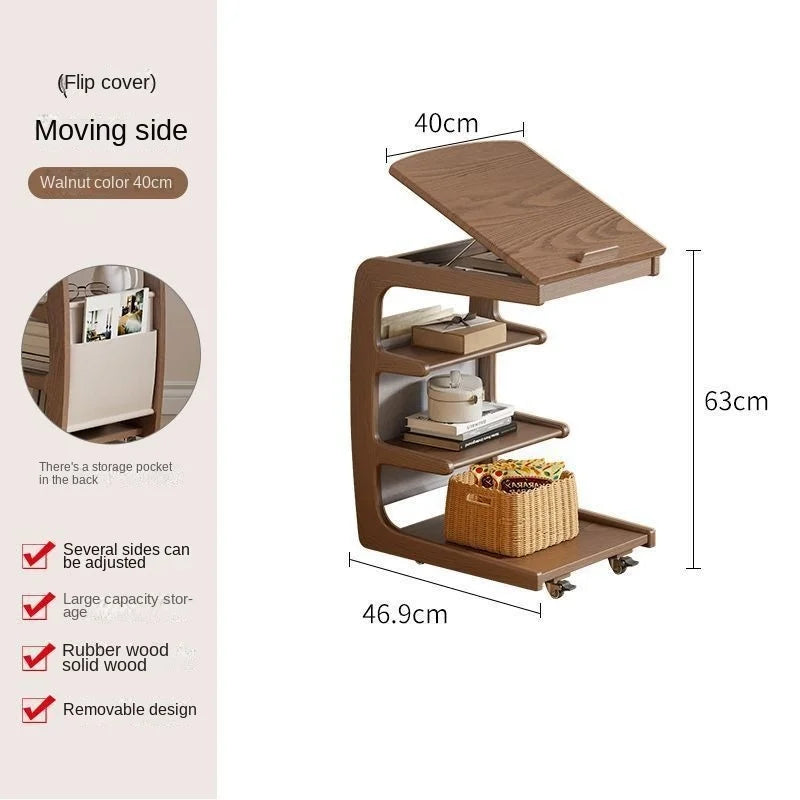 X&D Solid Wood Sofa Side Several Movable Living Room With Wheel Side Cabinet Bedside Shelf Simple Household Coffee Small Table