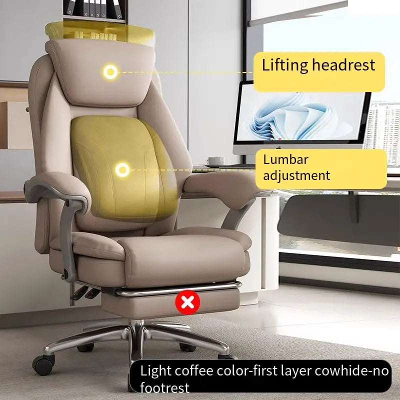 Foot Rest Ergonomic Office Chair Comfortable Designer Relax Luxury Swivel Office Chair Pliable Wheel Sillas Escritorio Furniture