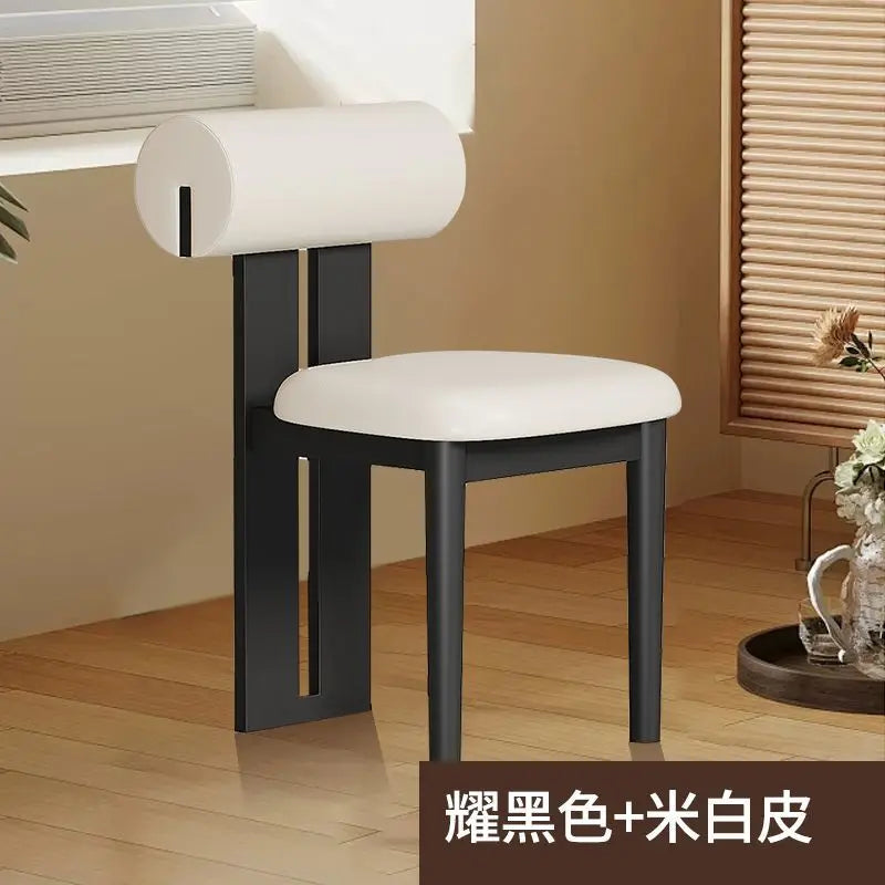 Nordic French Vintage Solid Wood Dining Chair - Mid-Century Retro Backrest Hippo Chair for Home, Living Room & Vanity