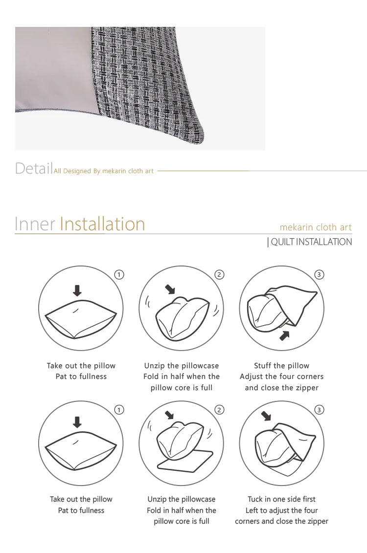 Modern light luxury model room orange gray leather stitching cotton jacquard pillow sofa pillow living room square pillow