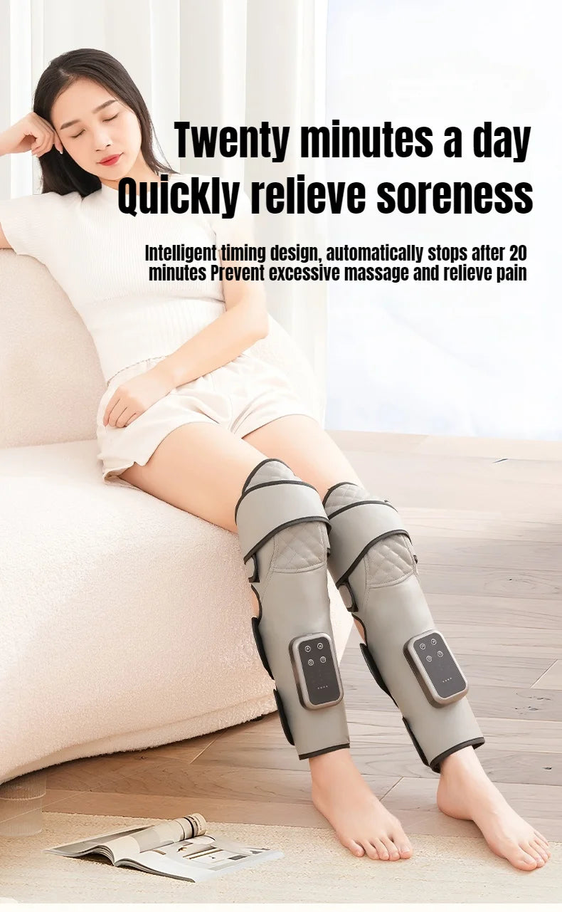 Wireless Knee and Calf Massager Heated Air Pressure 360° Wrap Portable Physiotherapy Device for Cold Legs Joints
