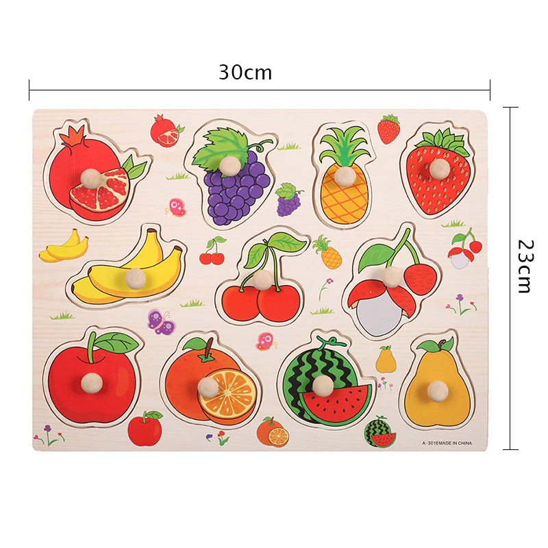 30cm Kid Early educational toys baby hand grasp wooden puzzle toy alphabet and digit learning education child wood toy