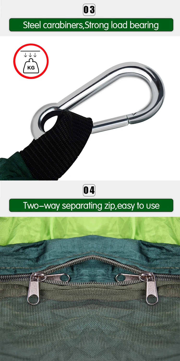 Lightweight Portable Outdoor Camping Hammock with Mosquito Net High Strength Parachute Fabric Hanging Bed Hunting Sleeping Swing