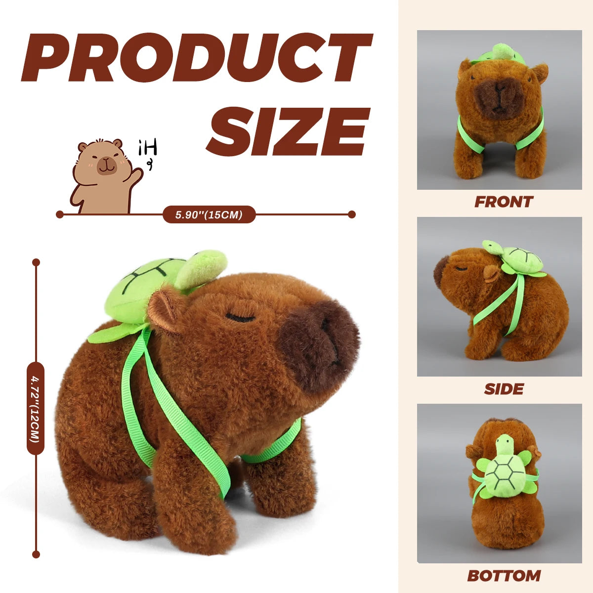 1Pc Plush Electric Capybara Back Turtle Simulation Electronic Pet Walking Sound Moving Mouth Pet Toy For Christmas Birthday Gift
