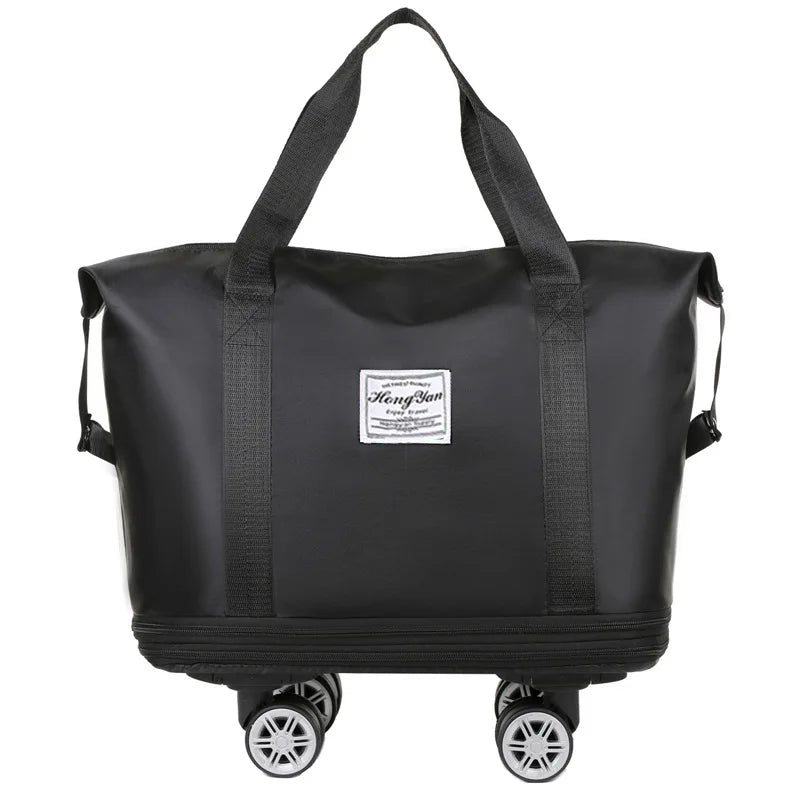 Universal Wheel Expandable Luggage Large Capacity Lightweight Travel Fitness Bag with Dry And Wet Separation Storage