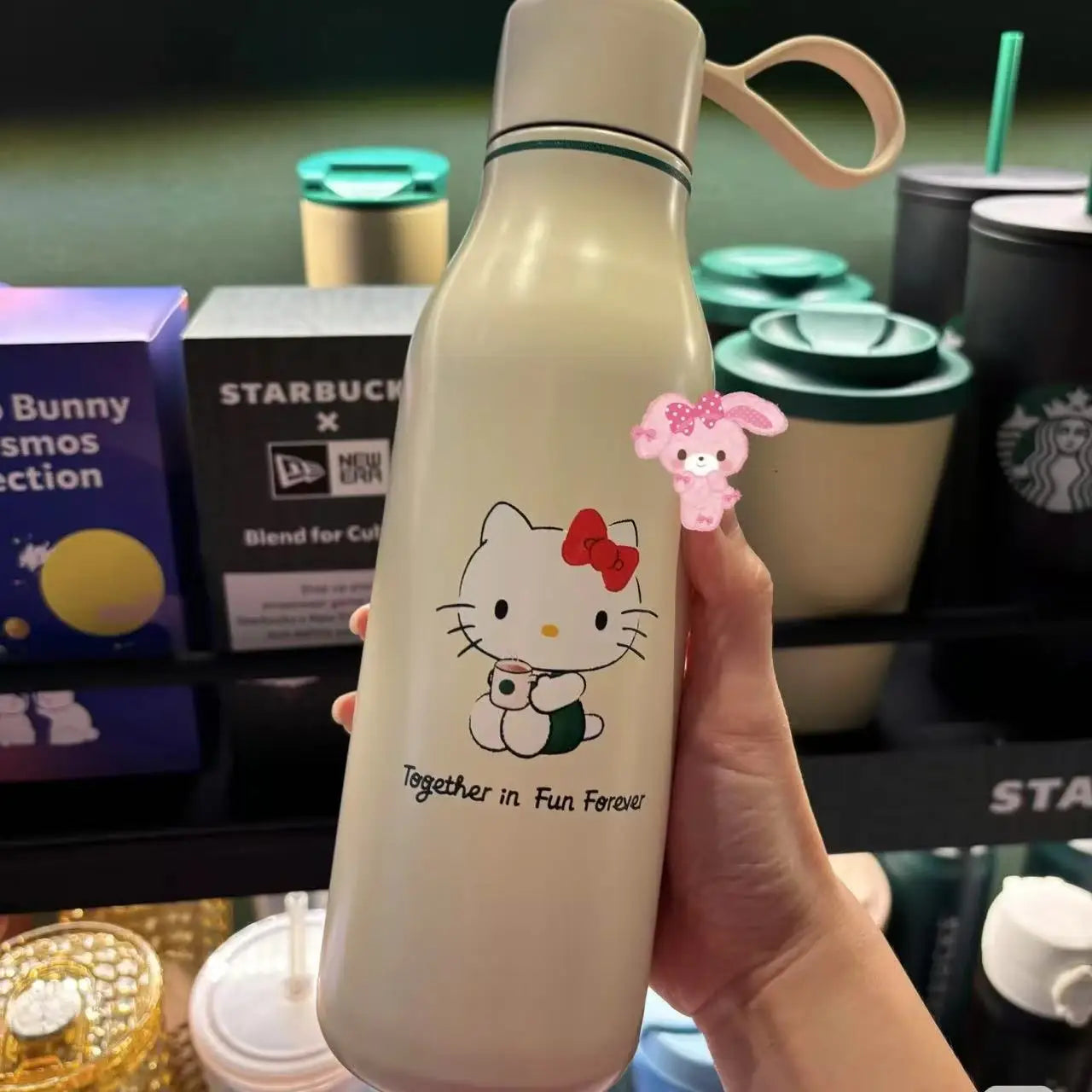 Hello Kitty Stainless Steel Mug Cute Portable Student Min Sports Cup for Outdoor Gift Replica Kitchen Dining Bar Drinkware