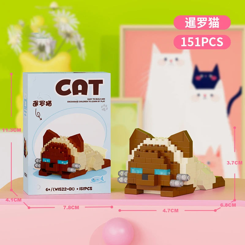Cat Micro Diamond Small Particles Assembled Building Blocks Animals Mini Brock Building Construction Toys for Kids Boys  9 to 12