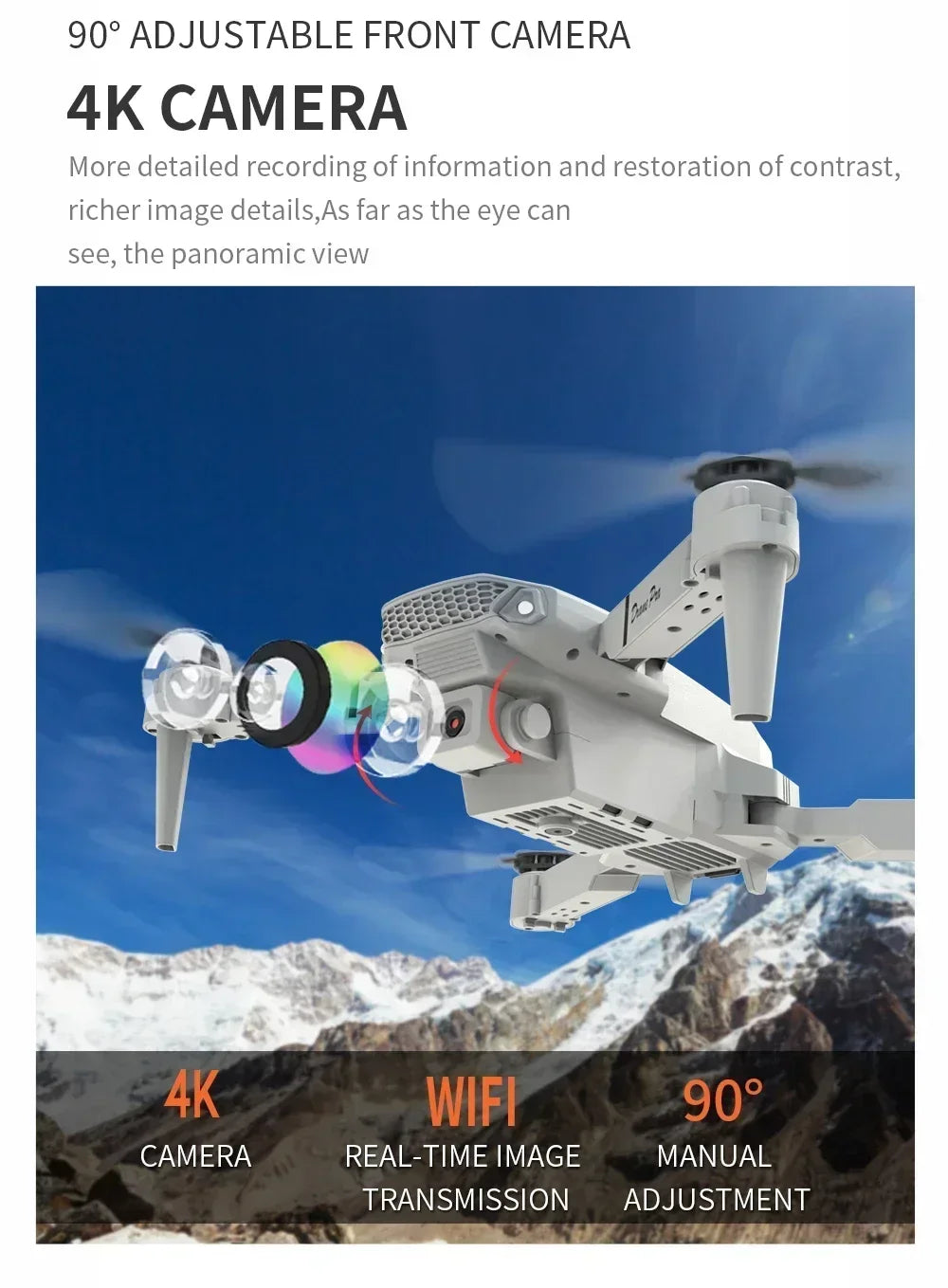E88 Mini Drone 4K HD Camera WiFi FPV Foldable Quadcopter for Kids Adults Gift Toy RC Aircraft
